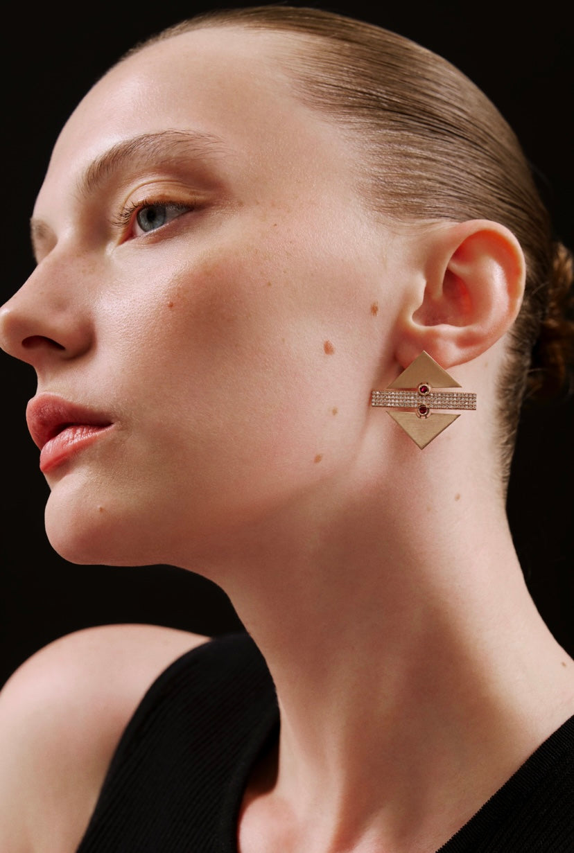GEOMETRIC RUBY EARRINGS-2